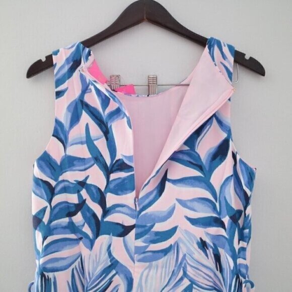 NWT Lilly Pulitzer Donna Engineered Romper Blue Pink Tropics Tint Print Size 16 - Picture 8 of 11